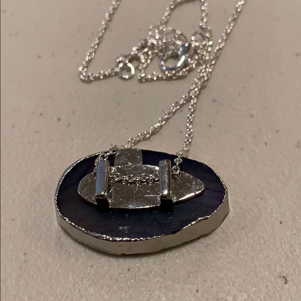 Handmade by me agate drussy on silver 16 in chain - Picture 5 of 5